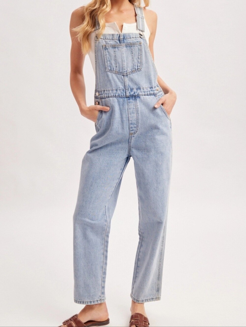 #101724  🛑S,M Denim Straight Leg Overalls Jumpsuit